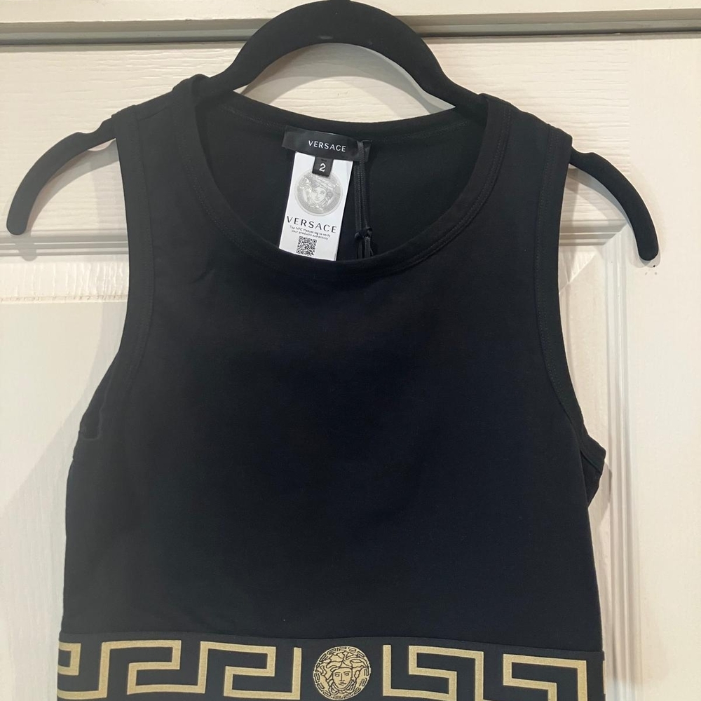 Versace Black Tank Top with Gold Accents